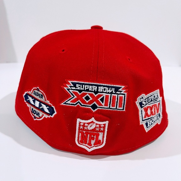 SF 49ERS RED Fitted Hat with Super Bowl Patches. Unisex. - Picture 5 of 6